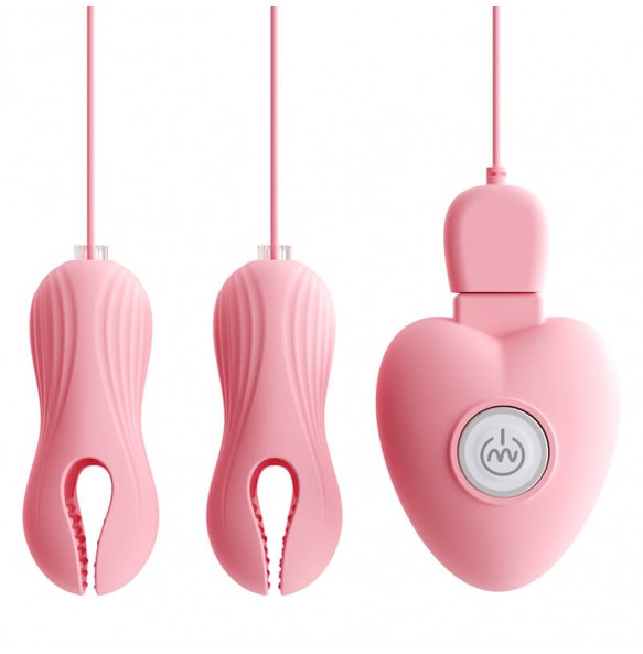 MizzZee - HeartJoy Vibrating Nipple Clamps (Chargeable - Pink)